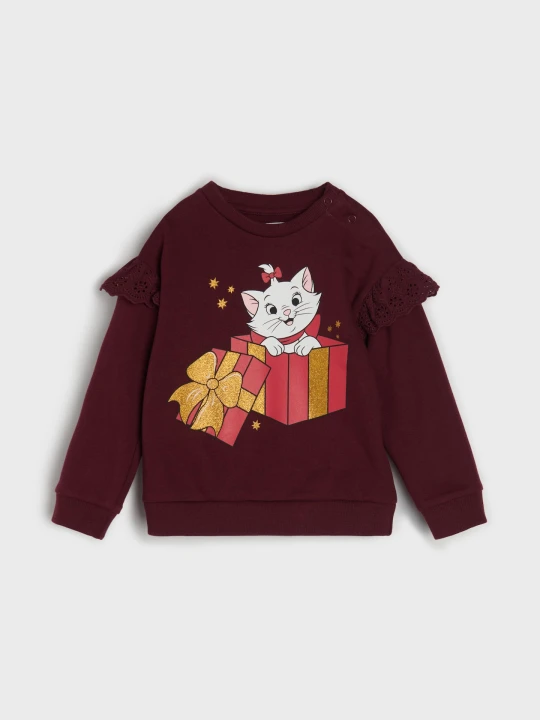Zdjęcie produktu Sinsay - Bawełniana bluza z nadrukiem The Aristocats - bordowy