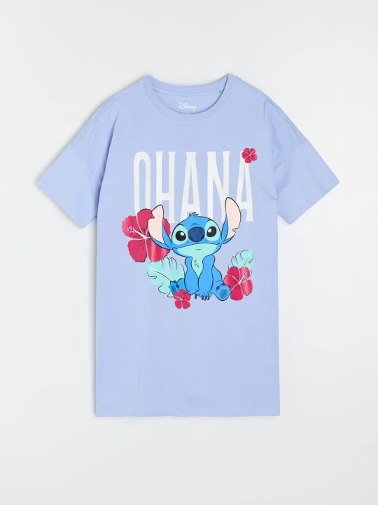 Zdjęcie produktu Sinsay - Bawełniana koszula nocna z nadrukiem Stitch - błękitny