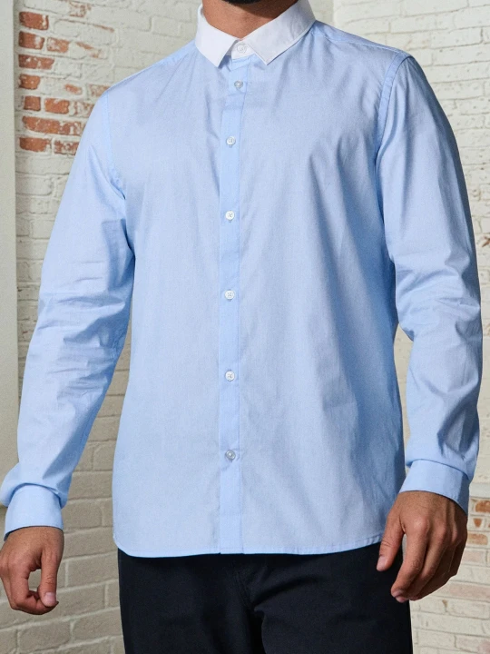 Zdjęcie produktu Sinsay - Bawełniana koszula slim fit - błękitny