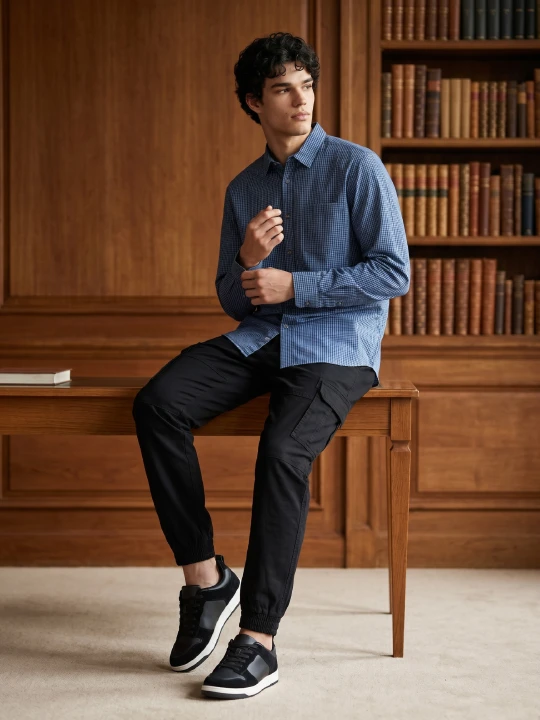 Zdjęcie produktu Sinsay - Bawełniana koszula slim fit w kratę - niebieski