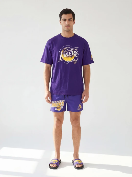 Zdjęcie produktu Sinsay - Bawełniana koszulka comfort z krótkim rękawem NBA - fioletowy