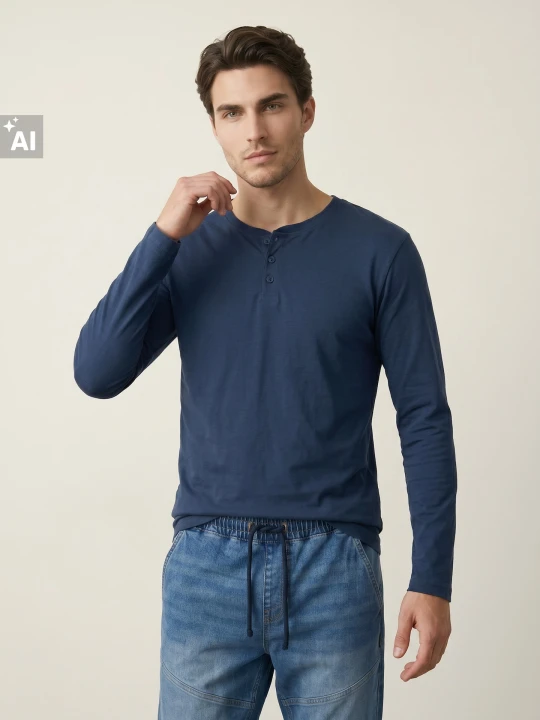 Zdjęcie produktu Sinsay - Bawełniana koszulka henley z długimi rękawami - szary