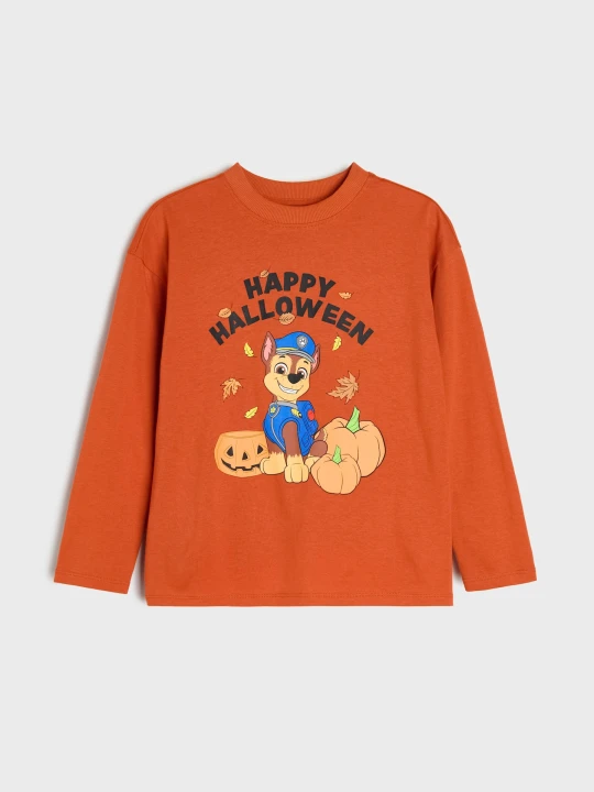 Zdjęcie produktu Sinsay - Bawełniana koszulka longsleeve z motywem halloweenowym PAW Patrol - pomarańczowy