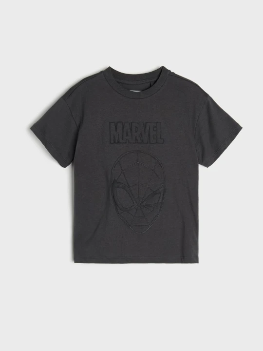 Zdjęcie produktu Sinsay - Bawełniana koszulka loose z nadrukiem Spider-Man - szary