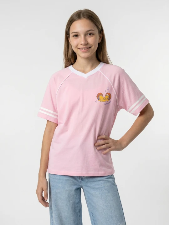 Zdjęcie produktu Sinsay - Bawełniana koszulka oversize z nadrukiem Gudetama - różowy