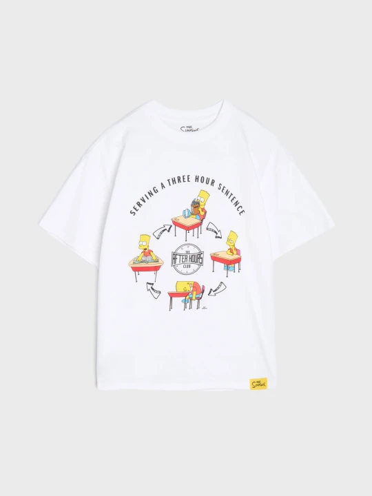 Zdjęcie produktu Sinsay - Bawełniana koszulka oversize z nadrukiem The Simpsons - biały