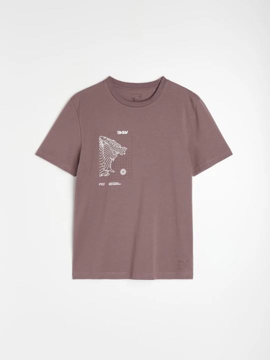 Zdjęcie produktu Sinsay - Bawełniana koszulka slim fit z krótkim rękawem Active - fioletowy