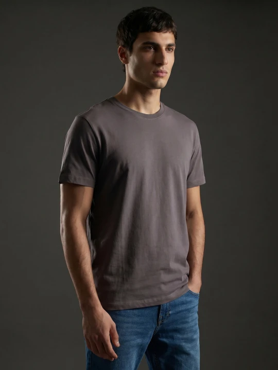 Zdjęcie produktu Sinsay - Bawełniana koszulka slim fit z krótkim rękawem - fioletowy