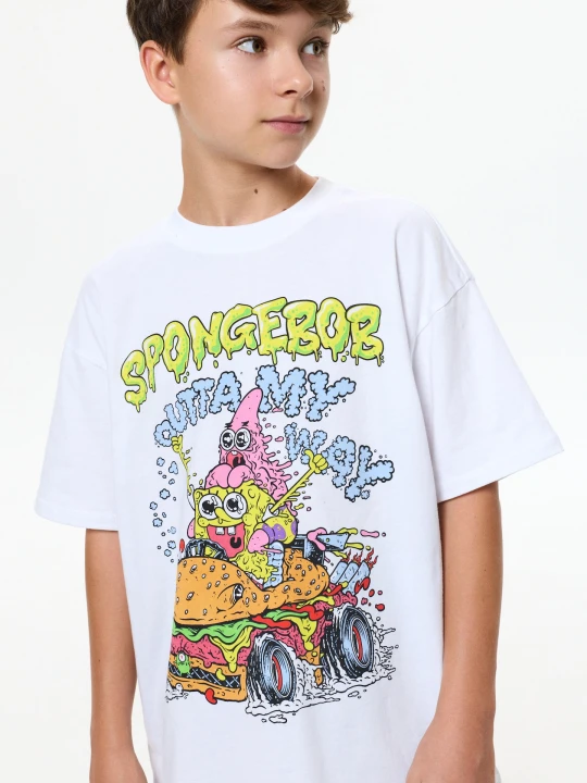 Zdjęcie produktu Sinsay - Bawełniana koszulka SpongeBob - biały