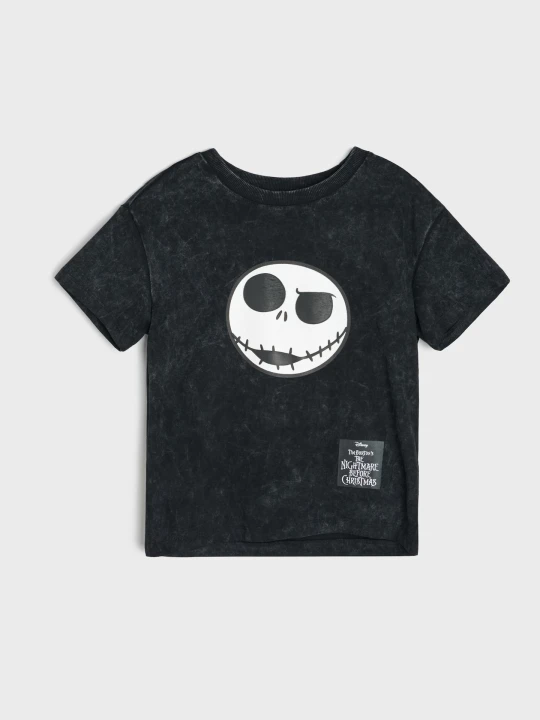Zdjęcie produktu Sinsay - Bawełniana koszulka z efektem sprania The Nightmare Before Christmas - czarny