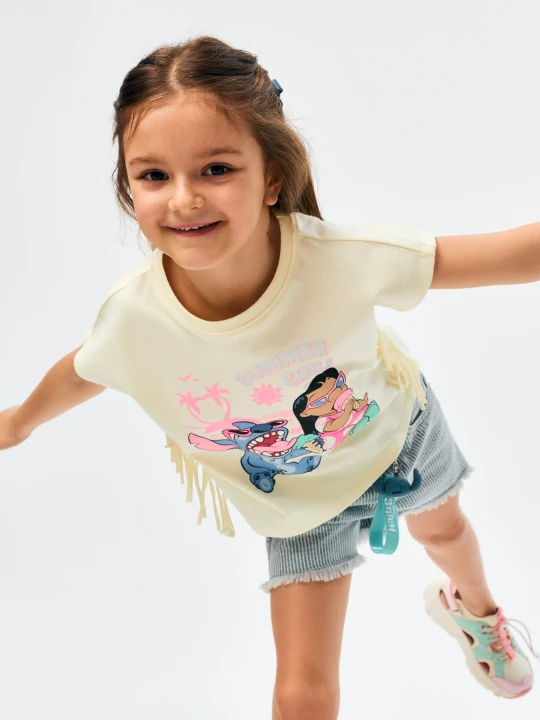 Zdjęcie produktu Sinsay - Bawełniana koszulka z frędzlami Stitch - żółty
