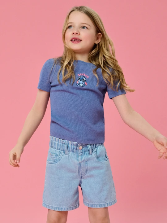 Zdjęcie produktu Sinsay - Bawełniana koszulka z haftem Stitch - niebieski
