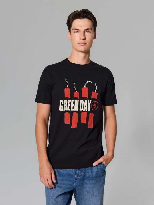 Zdjęcie produktu Sinsay - Bawełniana koszulka z krótkim rękawem Green Day - czarny