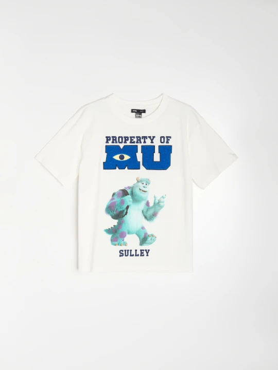 Zdjęcie produktu Sinsay - Bawełniana koszulka z krótkim rękawem Monsters University - kremowy