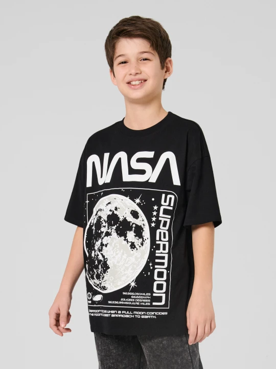 Zdjęcie produktu Sinsay - Bawełniana koszulka z krótkim rękawem NASA - czarny
