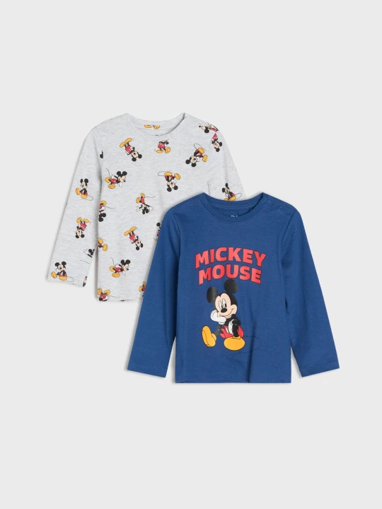 Zdjęcie produktu Sinsay - Bawełniana koszulka z nadrukiem 2 pack Mickey Mouse - niebieski