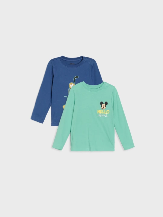 Zdjęcie produktu Sinsay - Bawełniana koszulka z nadrukiem 2 pack Mickey Mouse - zielony