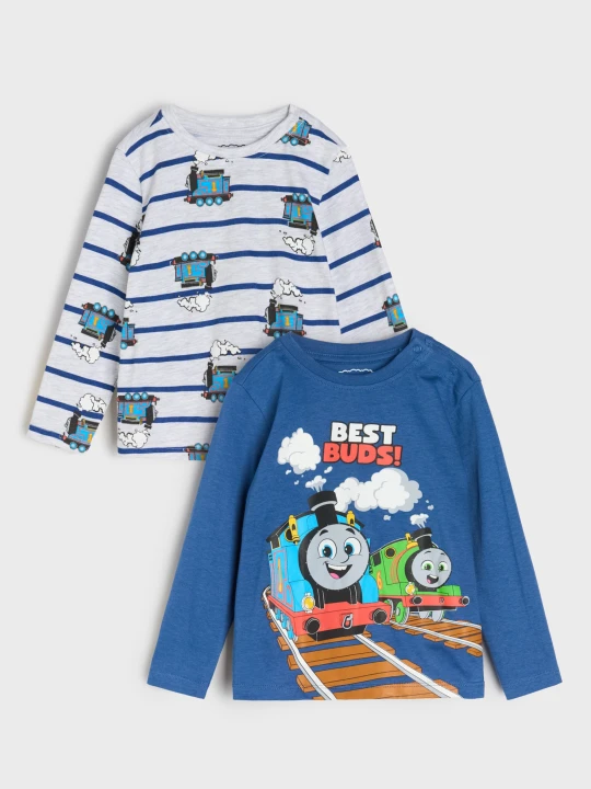 Zdjęcie produktu Sinsay - Bawełniana koszulka z nadrukiem 2 pack Thomas&Friends - niebieski