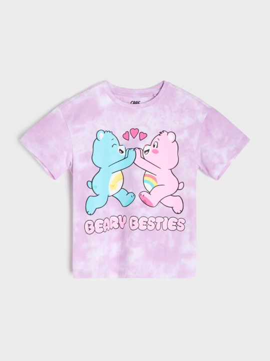 Zdjęcie produktu Sinsay - Bawełniana koszulka z nadrukiem Care Bears - fioletowy
