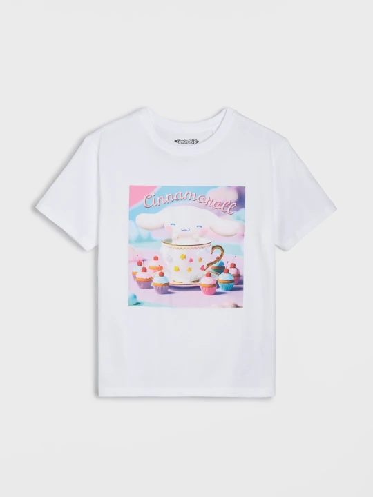 Zdjęcie produktu Sinsay - Bawełniana koszulka z nadrukiem Cinnamoroll - biały