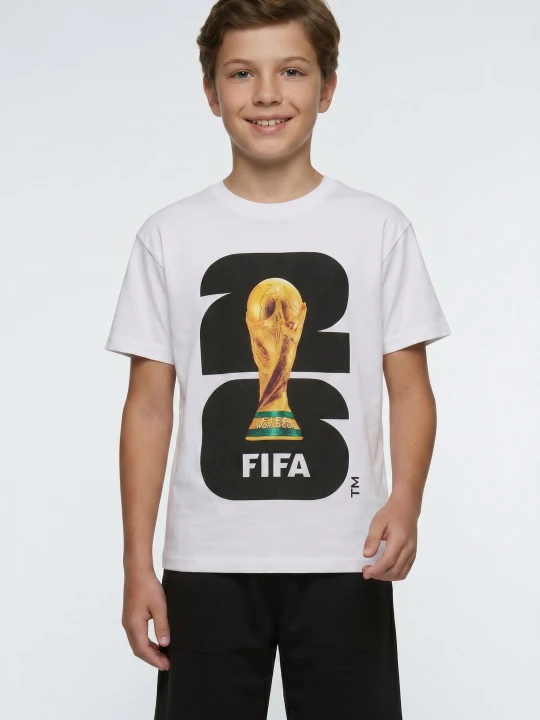 Zdjęcie produktu Sinsay - Bawełniana koszulka z nadrukiem FIFA World Cup - biały