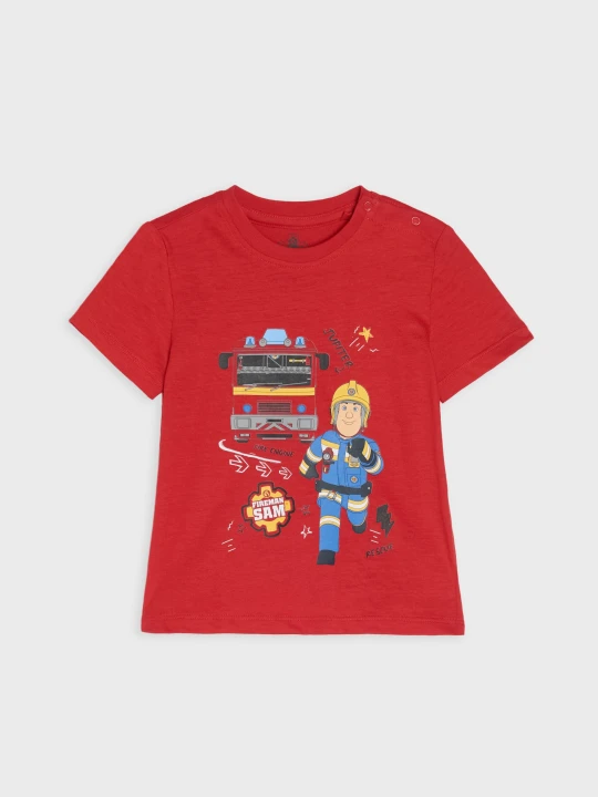 Zdjęcie produktu Sinsay - Bawełniana koszulka z nadrukiem Fireman Sam - czerwony