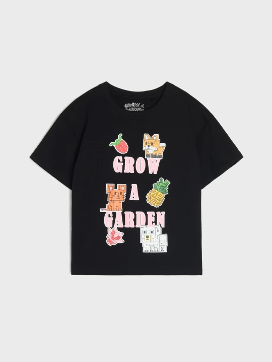 Zdjęcie produktu Sinsay - Bawełniana koszulka z nadrukiem Grow a Garden Roblox - czarny