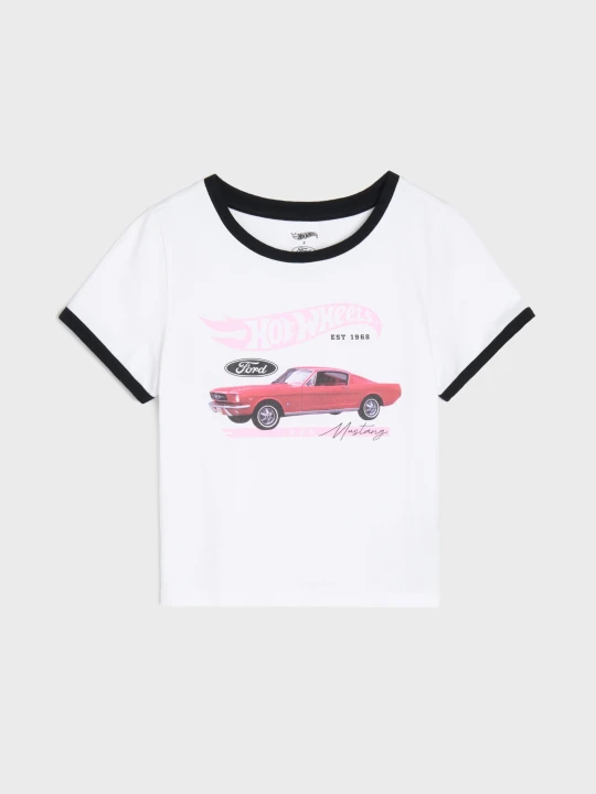 Zdjęcie produktu Sinsay - Bawełniana koszulka z nadrukiem Hot Wheels x Ford - biały