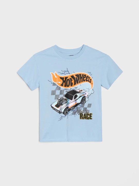Zdjęcie produktu Sinsay - Bawełniana koszulka z nadrukiem Hot Wheels - błękitny