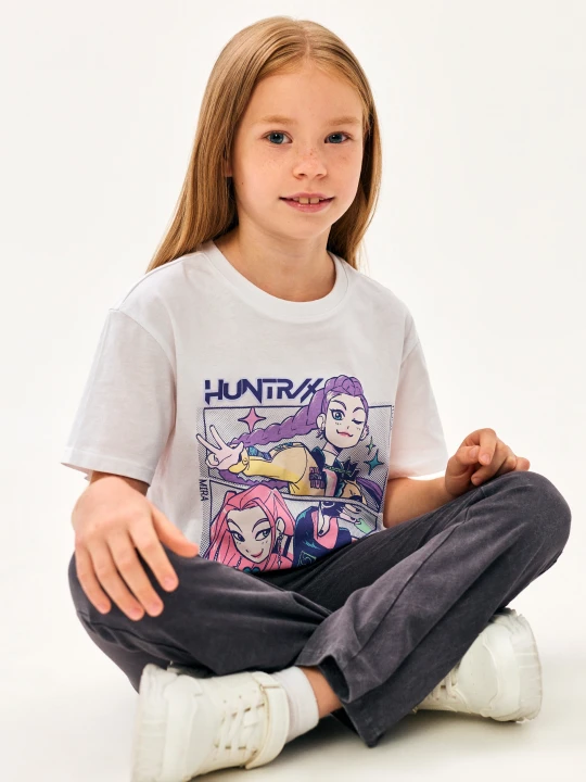 Zdjęcie produktu Sinsay - Bawełniana koszulka z nadrukiem K-Pop Demon Hunters - biały