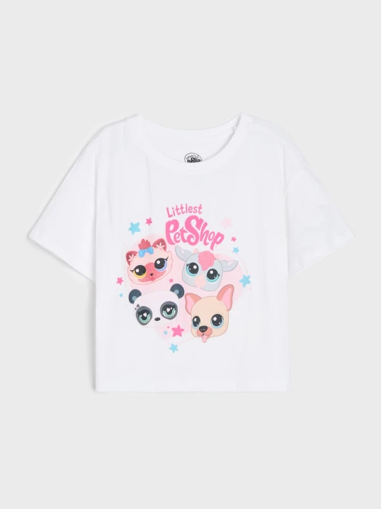 Zdjęcie produktu Sinsay - Bawełniana koszulka z nadrukiem Littlest Pet Shop - biały