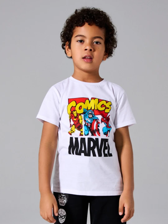 Zdjęcie produktu Sinsay - Bawełniana koszulka z nadrukiem Marvel - biały