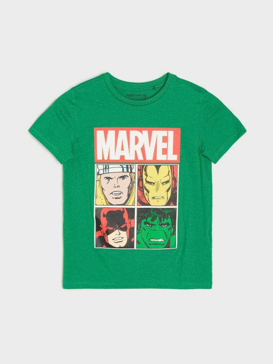 Zdjęcie produktu Sinsay - Bawełniana koszulka z nadrukiem Marvel - zielony