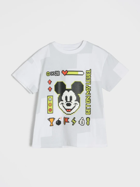 Zdjęcie produktu Sinsay - Bawełniana koszulka z nadrukiem Mickey Mouse - biały