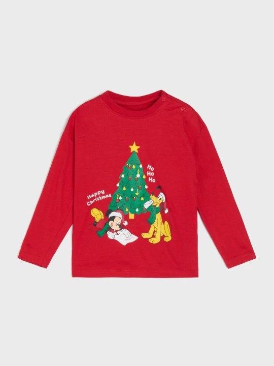 Zdjęcie produktu Sinsay - Bawełniana koszulka z nadrukiem Mickey Mouse - czerwony