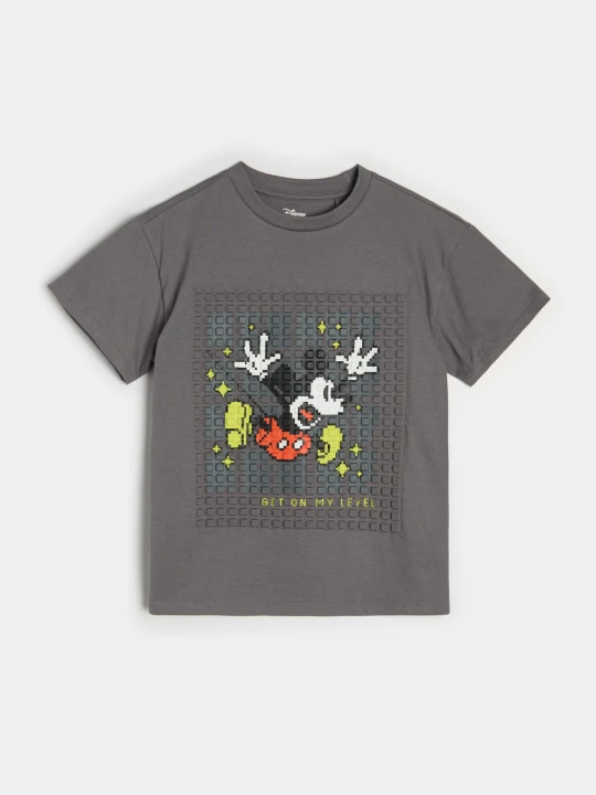Zdjęcie produktu Sinsay - Bawełniana koszulka z nadrukiem Mickey Mouse - szary