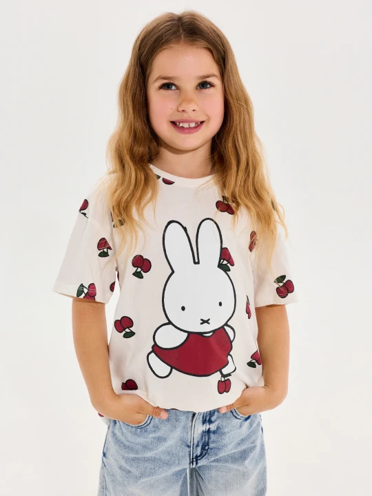 Zdjęcie produktu Sinsay - Bawełniana koszulka z nadrukiem Miffy - kremowy
