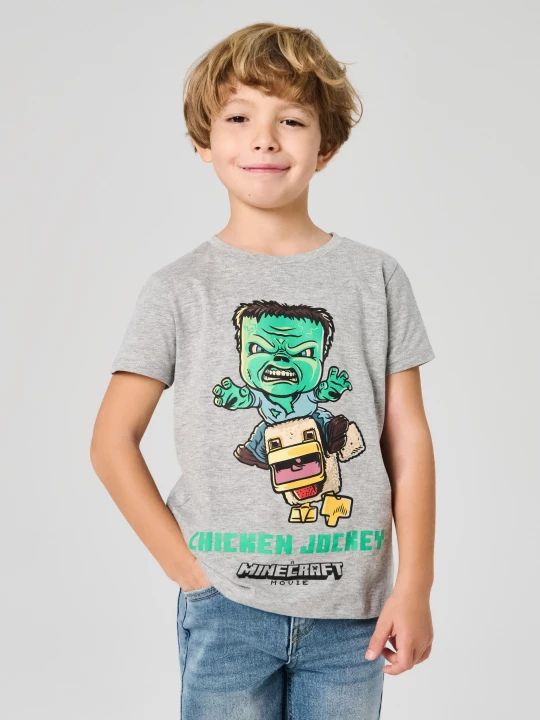 Zdjęcie produktu Sinsay - Bawełniana koszulka z nadrukiem Minecraft - szary