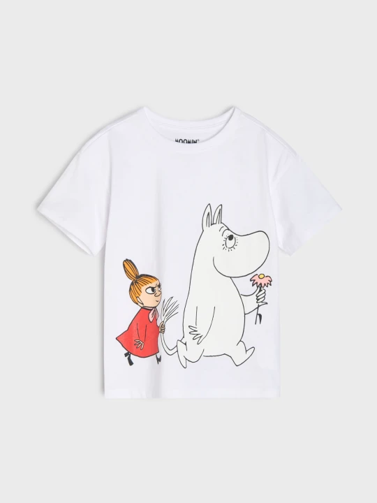 Zdjęcie produktu Sinsay - Bawełniana koszulka z nadrukiem Moomin - kremowy