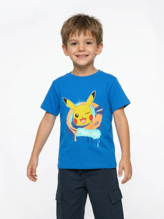Zdjęcie produktu Sinsay - Bawełniana koszulka z nadrukiem Pokemon - mid blue