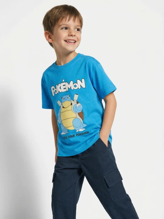 Zdjęcie produktu Sinsay - Bawełniana koszulka z nadrukiem Pokémon - niebieski