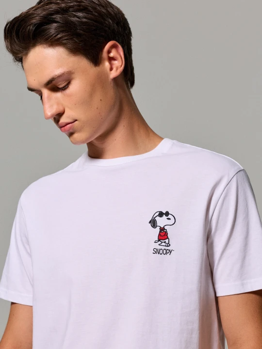 Zdjęcie produktu Sinsay - Bawełniana koszulka z nadrukiem Snoopy - biały