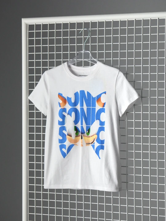 Zdjęcie produktu Sinsay - Bawełniana koszulka z nadrukiem Sonic the Hedgehog - biały
