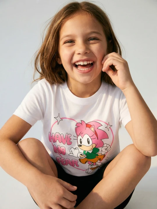 Zdjęcie produktu Sinsay - Bawełniana koszulka z nadrukiem Sonic the Hedgehog - biały
