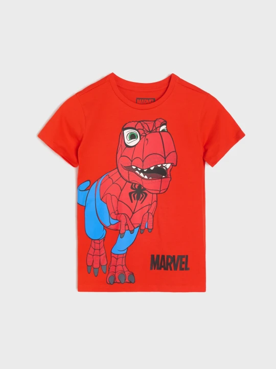 Zdjęcie produktu Sinsay - Bawełniana koszulka z nadrukiem Spider-Man - czerwony