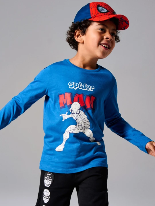 Zdjęcie produktu Sinsay - Bawełniana koszulka z nadrukiem Spider-Man - mid blue