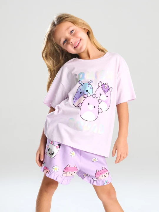 Zdjęcie produktu Sinsay - Bawełniana koszulka z nadrukiem Squishmallows - fioletowy
