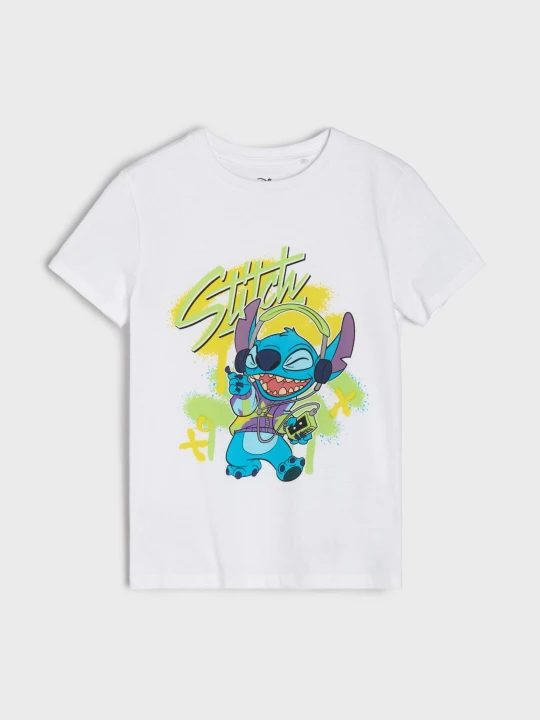 Zdjęcie produktu Sinsay - Bawełniana koszulka z nadrukiem Stitch - biały