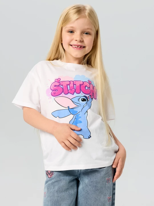 Zdjęcie produktu Sinsay - Bawełniana koszulka z nadrukiem Stitch - biały