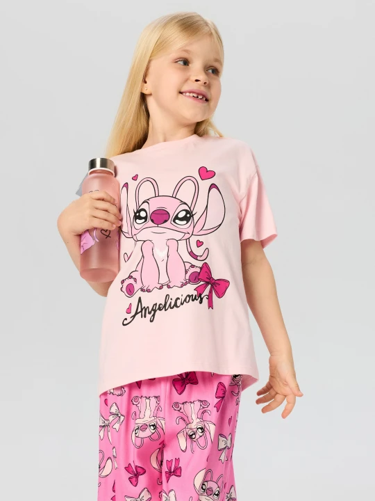 Zdjęcie produktu Sinsay - Bawełniana koszulka z nadrukiem Stitch - różowy
